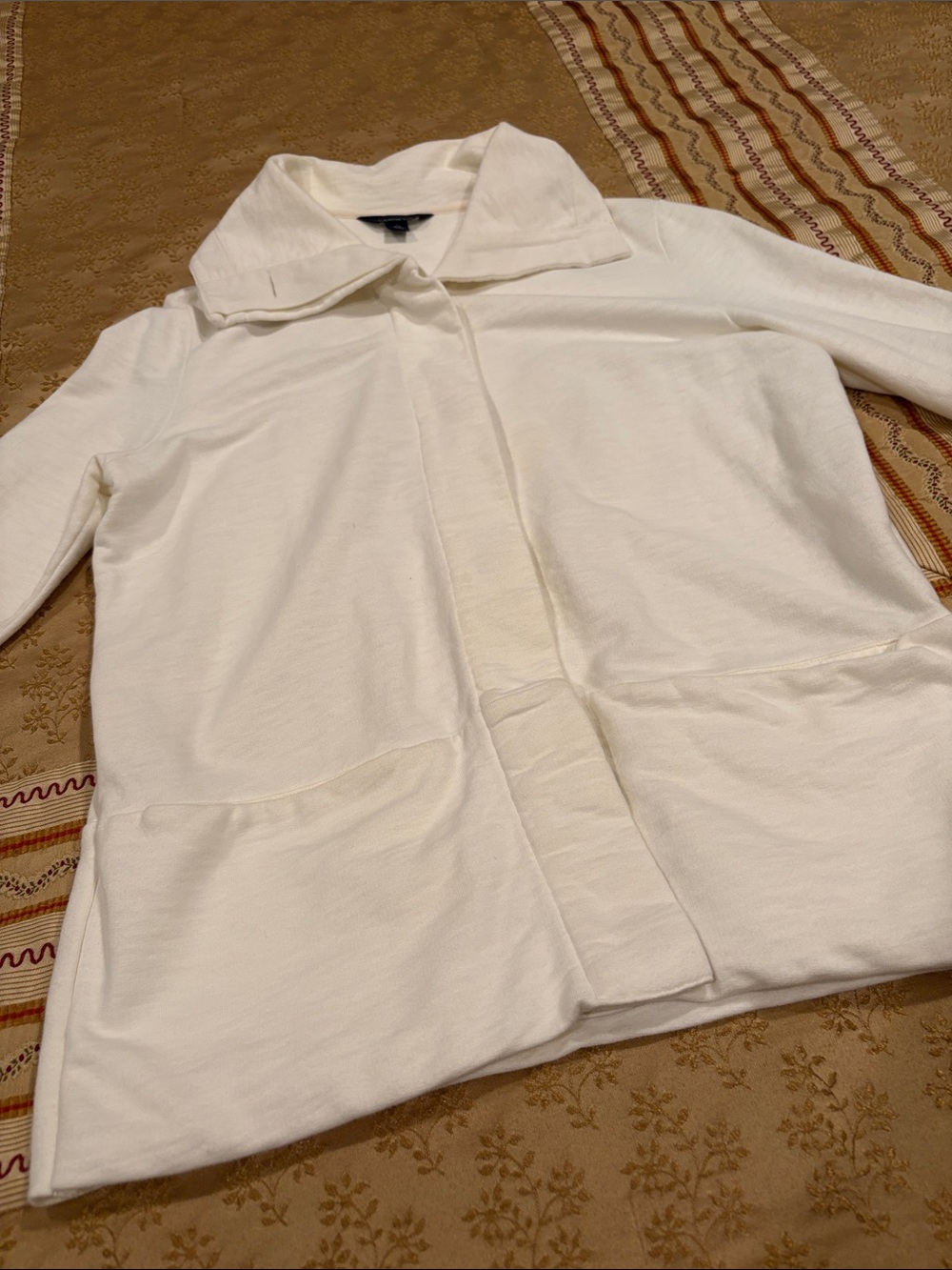 Lands' End Open-Front Collar Jacket, Hidden Buttons, Front Pockets, S (6-8)